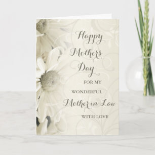 White Floral Mother in Law Happy Mother's Day Card
