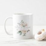 White Floral Mother of the Groom Coffee Mug<br><div class="desc">Chic and elegant white floral design features the title Mother of the Groom and 1 line of personalised text below. All of the text can be edited, the colour, font and size changed. Make one for each of the bridal party. It will look great in your getting ready photos. This...</div>