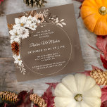 White Floral Neutral Fall 80th Birthday Square Invitation<br><div class="desc">Sophisticated white fall flowers are surrounded by neutral grey,  brown and black leaves. The white text is a chic combination of upright lettering and calligraphy script text. A chic round frame provides an elegant touch.</div>