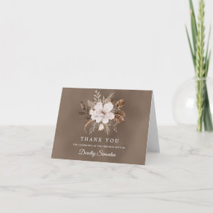 White Floral Neutral Fall 90th Birthday Thank You Card