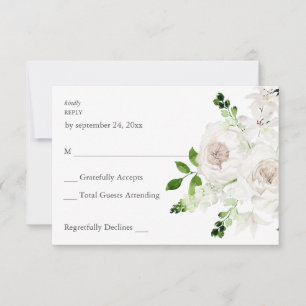 White Floral no Meal RSVP Card
