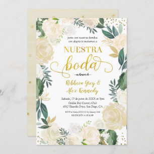 White Floral Nuestra Boda Mexican Wedding Invitati Invitation