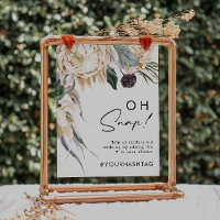 White Floral Oh Snap Hashtag Sign