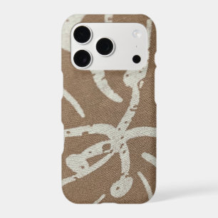 White Floral on Brown