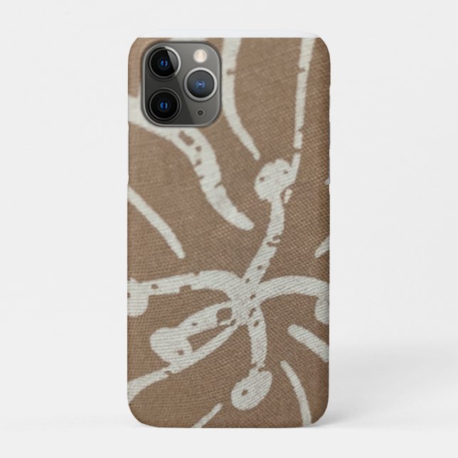 White Floral on Brown  Case-Mate iPhone Case (Back)