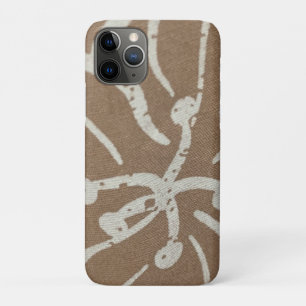 White Floral on Brown iPhone 11 Pro Case