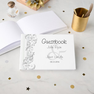 White Floral Ornate Guestbook