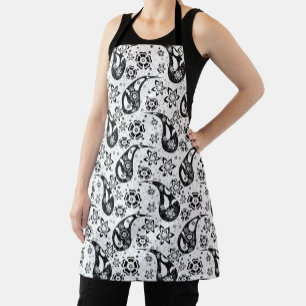 White Floral Paisley Pattern Design  Apron