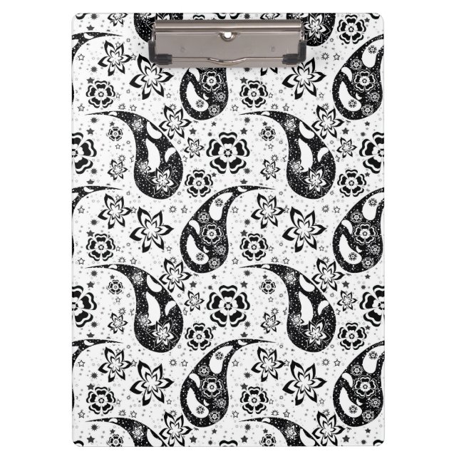 White Floral Paisley Pattern Design  Clipboard (Front)