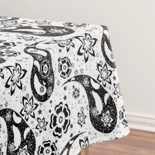 White Floral Paisley Pattern Design Tablecloth