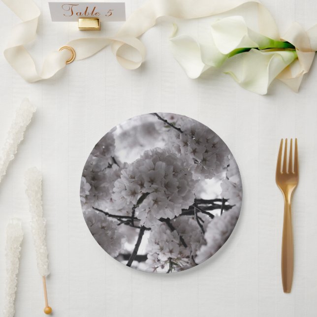 White Floral Paper Plate (Wedding)