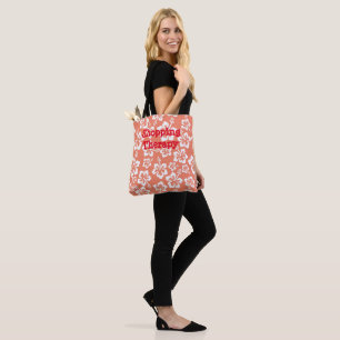 White Floral Pattern Tote Bag