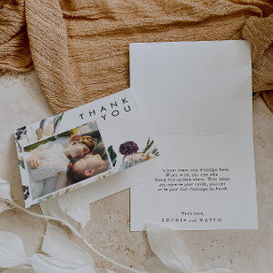 White Floral Photo Folded Thank You Card