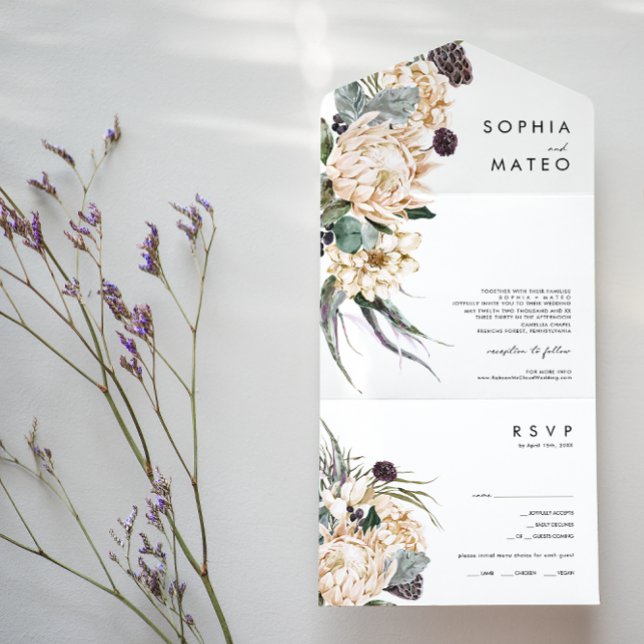 White Floral Photo Seal And Send All In One Invitation (Creator Uploaded)