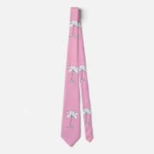 White Floral Pink Tropical Neck Tie
