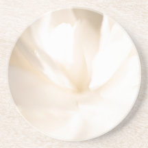 White Floral Print Sandstone Coaster