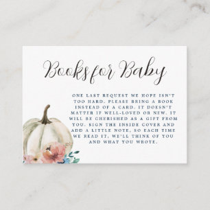 White Floral Pumpkin Books For Baby Enclosure Card
