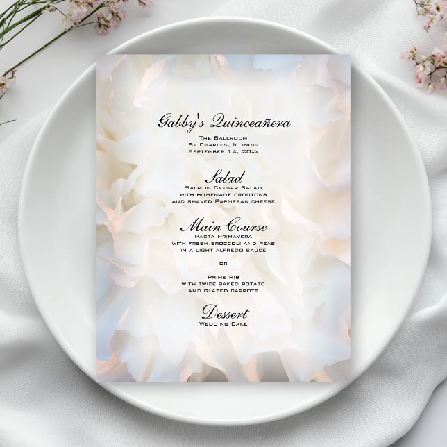 White Floral Quinceañera Menu (Creator Uploaded)