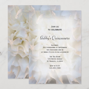 White Floral Quinceañera Party Invitation