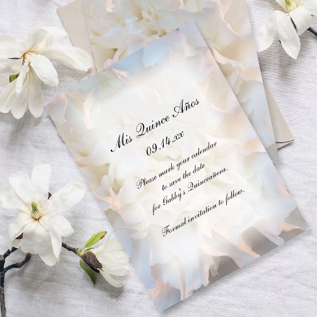 White Floral Quinceañera Save the Date (Creator Uploaded)