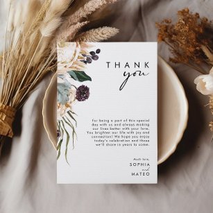 White Floral Reception 5"x7" Thank You Card