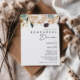 White Floral Rehearsal Dinner  Invitation