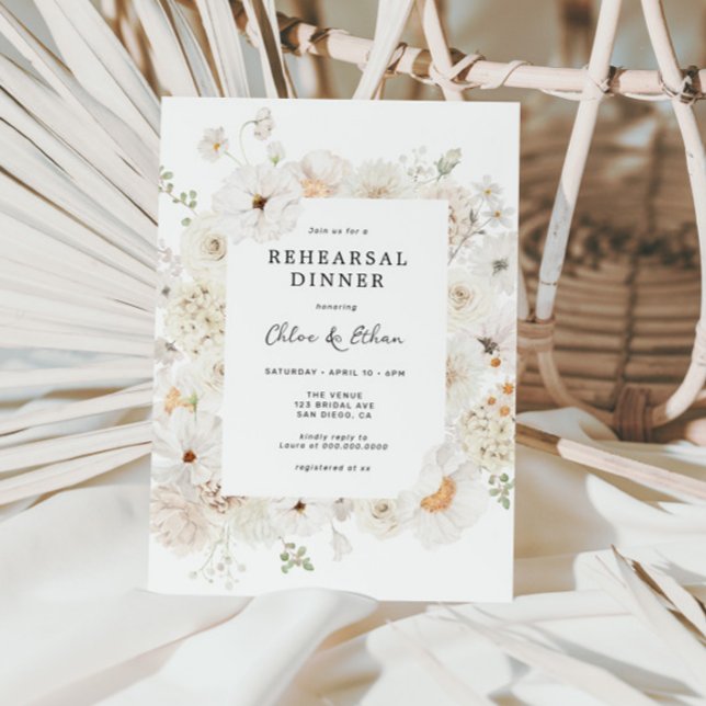 White Floral Rehearsal Dinner Invitation (Creator Uploaded)