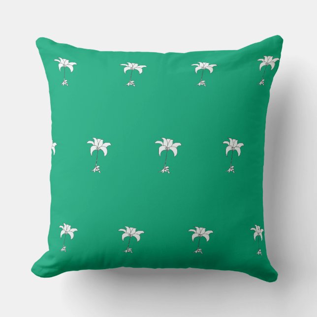 White Floral Repeat  Green      Cushion (Front)