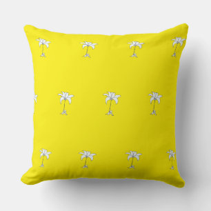 White Floral Repeat Lemon Yellow       Cushion