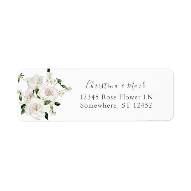 White Floral Return Address Label (Front)