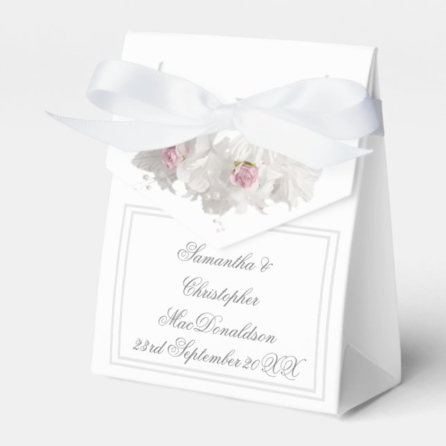 White floral  romantic wedding favour box (Front Side)