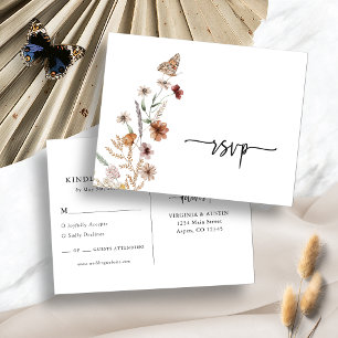 White Floral RSVP Wedding Postcard