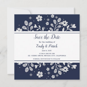 White Floral Save The Date