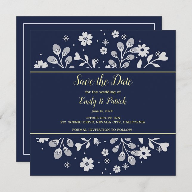 White Floral Save The Date (Front/Back)