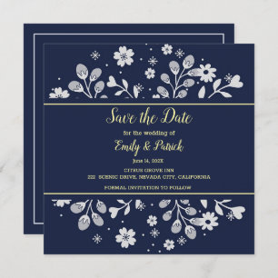 White Floral Save The Date