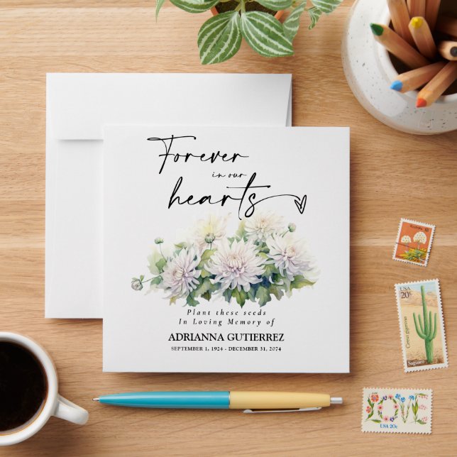 White Floral Seed Packet Memorial Funeral Envelope (Desk)