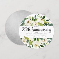 White Floral Silver 25th Wedding Anniversary