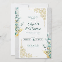 White Floral Simple Wedding Invitation