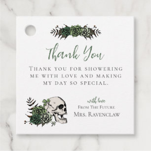 White Floral Skull and Roses Gothic Thank You Tags
