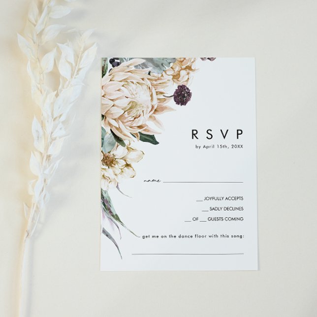 White Floral Song Request RSVP Card (Creator Uploaded)