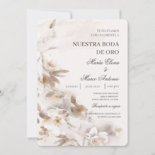 White Floral Spanish Wedding Invitation