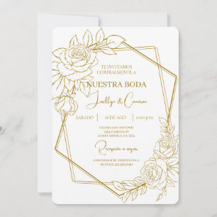 White Floral Spanish Wedding Invitation