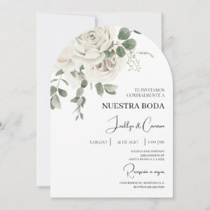 White Floral Spanish Wedding Invitation
