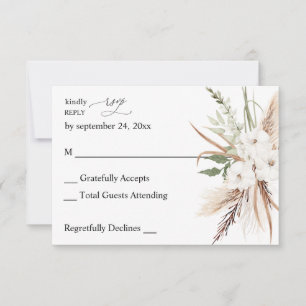 White Floral Summer Boho no Meal RSVP Card