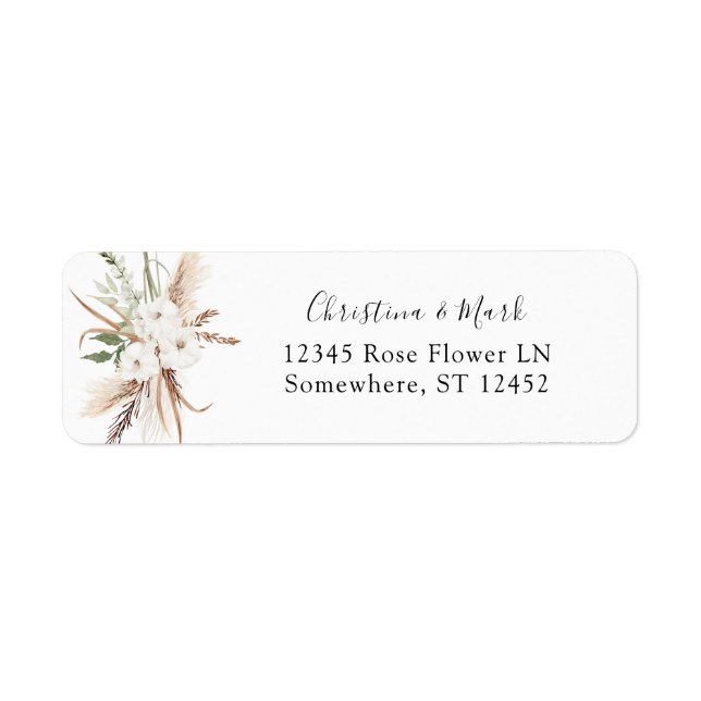 White Floral Summer Boho Return Address Label (Front)