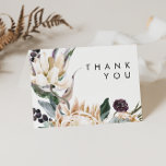 White Floral Thank You Card<br><div class="desc">We designed this White Floral thank you card to complete your rustic dark tropical wedding. With its bohemian watercolor greenery to its modern boho winter flowers, including protea, dahlia, and dried lotus, the design is sure to set off your moody, minimalist green and white theme. Change the text and add...</div>