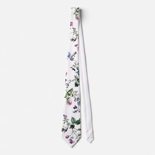 White Floral Tie (Front)