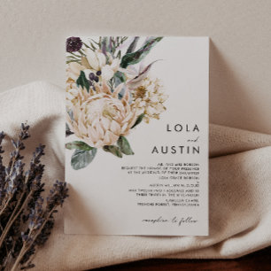 White Floral Traditional Wedding Invitation