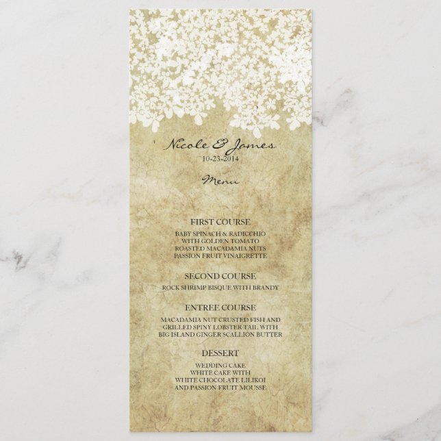 White Floral Vintage Menu (Front)