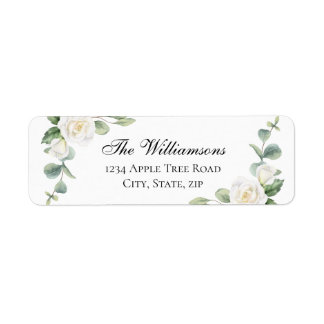 White Floral Vintage Wedding Address Return Labels